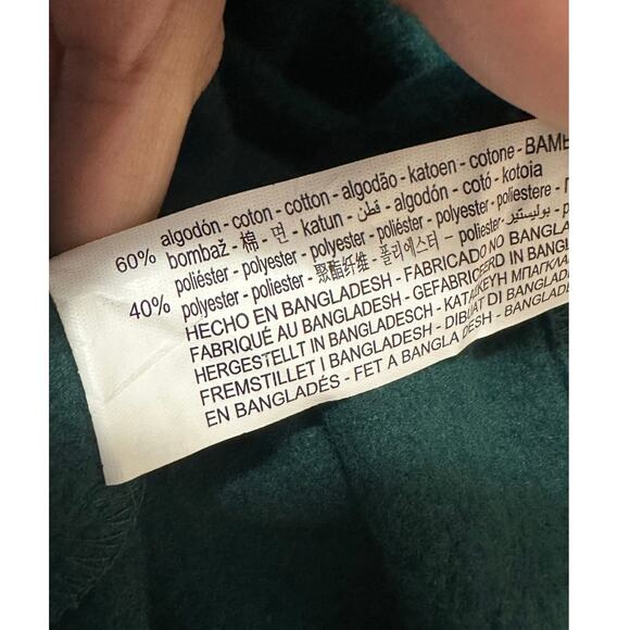 ZARA green long sleeves cropped hoodie sweatshirt size Medium - Picture 4 of 13